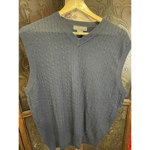 Daniel Creamieux Signature Blend Silk Cashmere Blend Navy Blue Vest Men's Size L